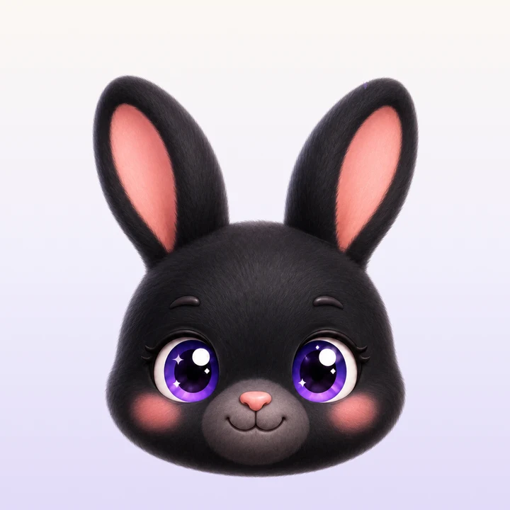 大きな耳の黒いうさぎ